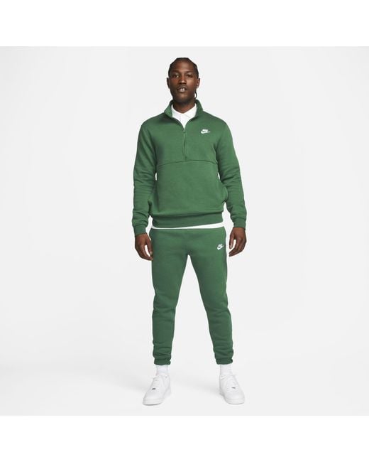 Nike Fleece Sportswear Club Brushed-back 1/2-zip Pullover in Green for ...