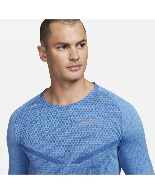 Nike Techknit Dri-fit Adv Hardlooptop Met Lange Mouwen in het Blue voor heren