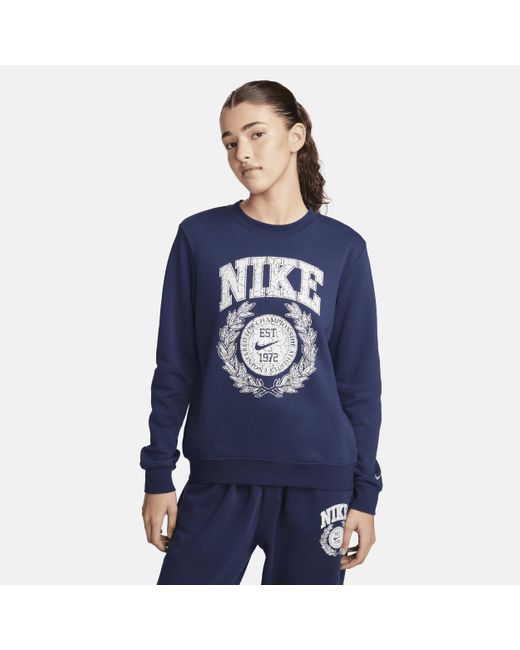 Nike Sportswear Club Fleece Crew-neck Sweatshirt in Blue | Lyst