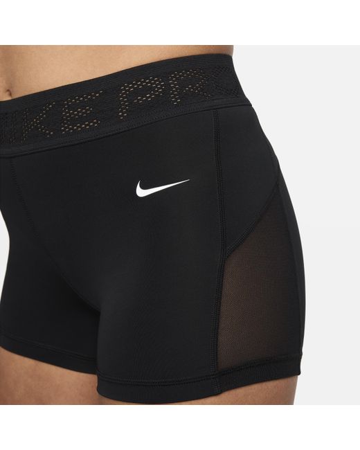 Nike Pro Shorts Met Halfhoge Taille En Mesh Vlakken in het Black