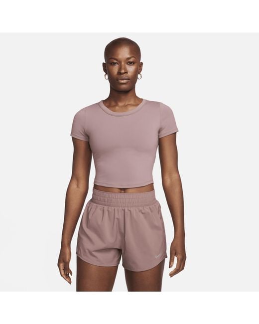Nike Purple One Fitted Dri-fit Short-sleeve Cropped Top