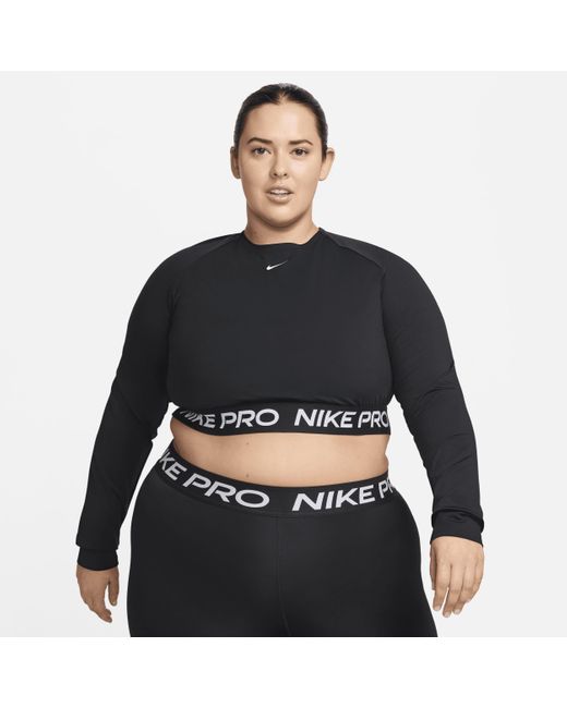 Nike Pro 365 Dri-fit Korte Top Met Lange Mouwen (plus Size) in het Black