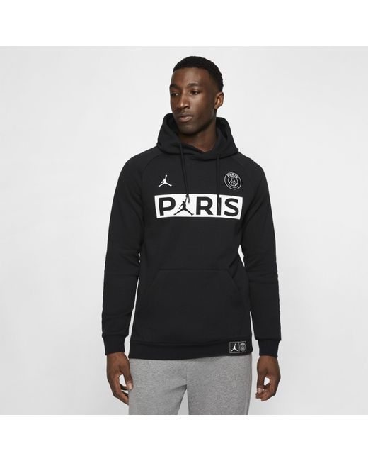 Nike Paris Saint-germain Fleece Pullover Hoodie in Black for Men | Lyst UK