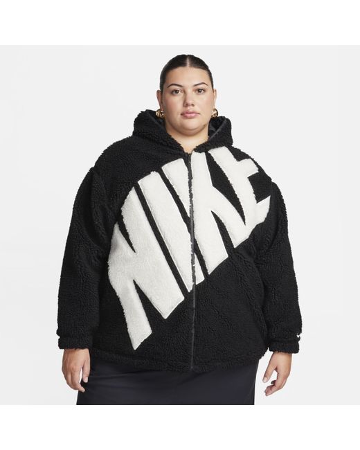 Giacca in fleece high-pile con logo sportswear di Nike in Black