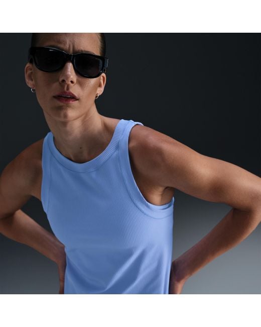 Nike Blue Zenvy Rib Dri-Fit Tank Top