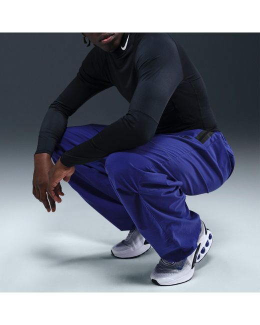 Nike Blue Tech Woven Oversized Trousers for men