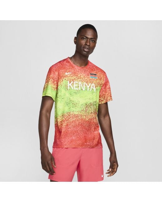 Nike Red Team Kenya Miler Dri-Fit Short-Sleeve Running Top for men