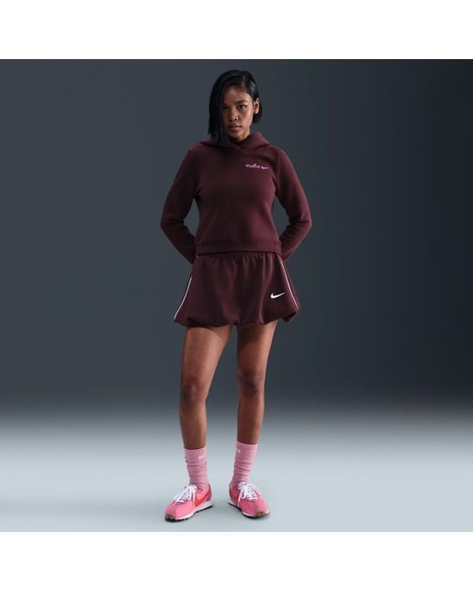 Nike Red Sportswear Phoenix Fleece Shrunken Hoodie