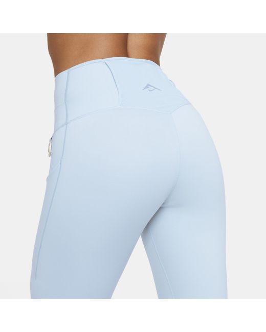 Nike Blue Trail Go Firm-support High-waisted 7/8 leggings With Pockets Nylon