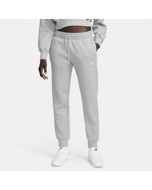 Nike Gray Sportswear Phoenix Fleece Mid-rise Tracksuit Bottoms Polyester