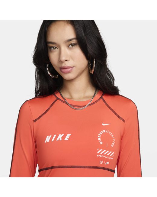 Nike Red Sportswear Long-sleeve Top 50% Recycled Polyester