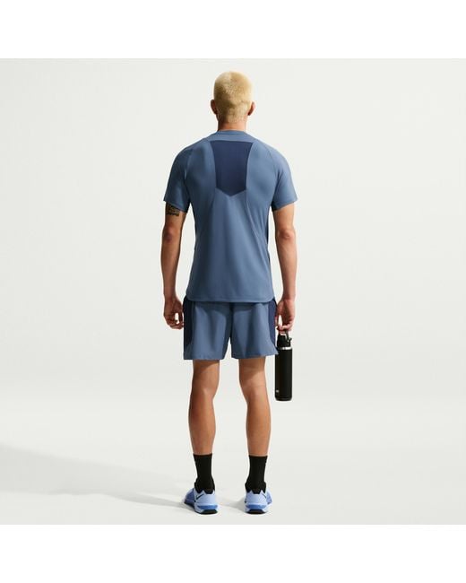 Nike Blue Pro Training Dri-Fit Adv Short-Sleeve Top for men