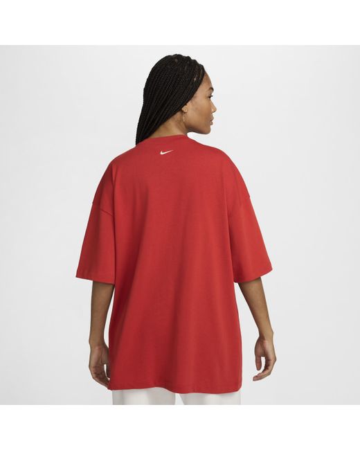 Nike Red Sportswear Essential Oversized T-shirt