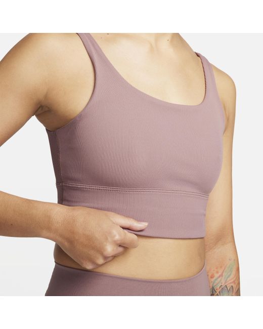 Nike Purple Zenvy Rib Light-Support Non-Padded Longline Sports Bra