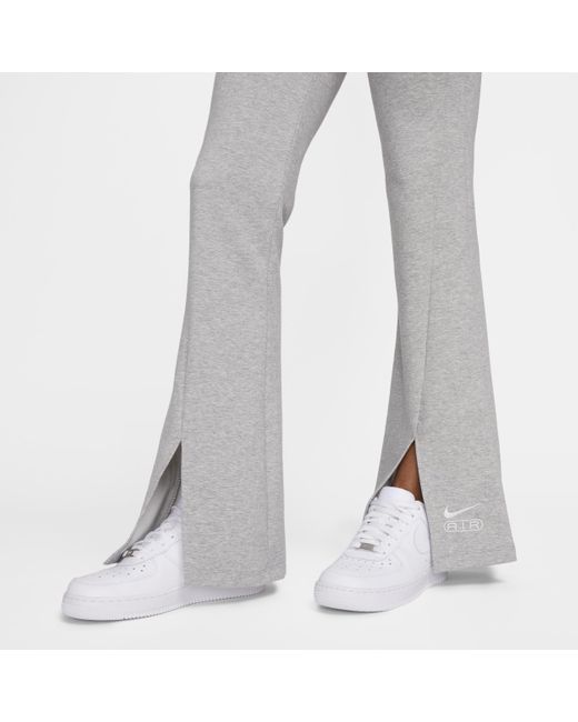 Nike Gray Air High-waisted Full-length Split-hem Leggings