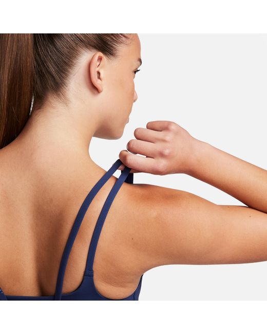Nike Blue Zenvy Strappy Light-Support Padded Sports Bra