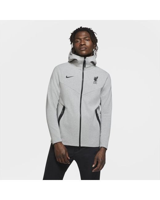 Nike Gray Liverpool F.c. Tech Pack Full-zip Hoodie Grey for men