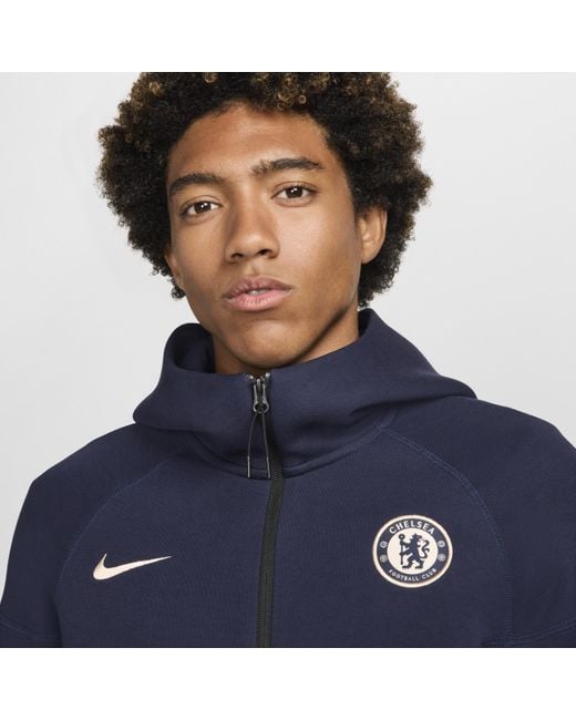 Nike Blue Chelsea F.c. Tech Fleece Windrunner Football Full-zip Hoodie Cotton/polyester for men