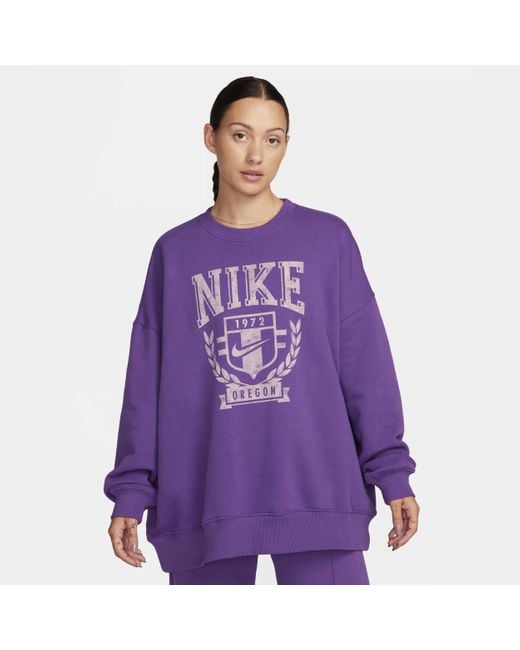 Nike Sportswear Oversized Fleece Crew-neck Sweatshirt Polyester in Purple |  Lyst UK