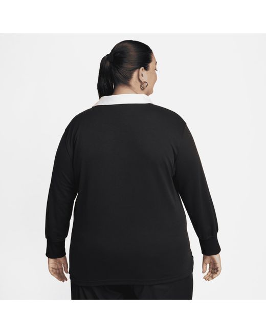 Nike Black Sportswear Essential Oversized Long-sleeve Polo Polyester