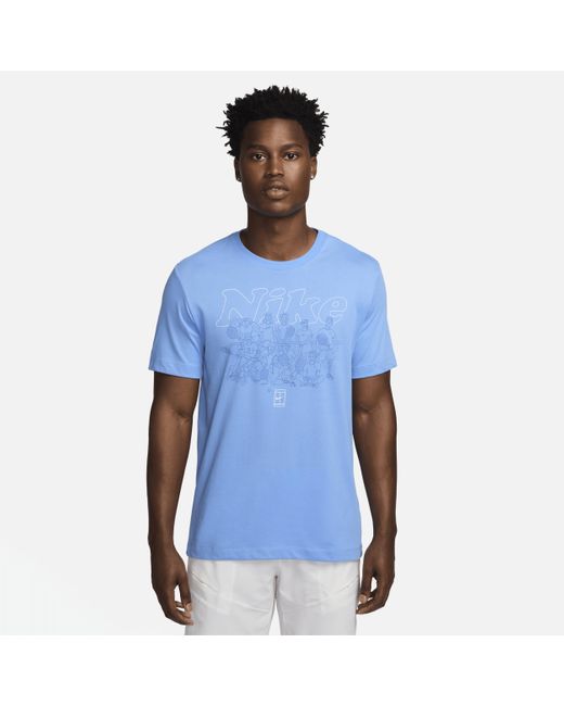 T-shirt da tennis dri-fit court di Nike in Blue da Uomo