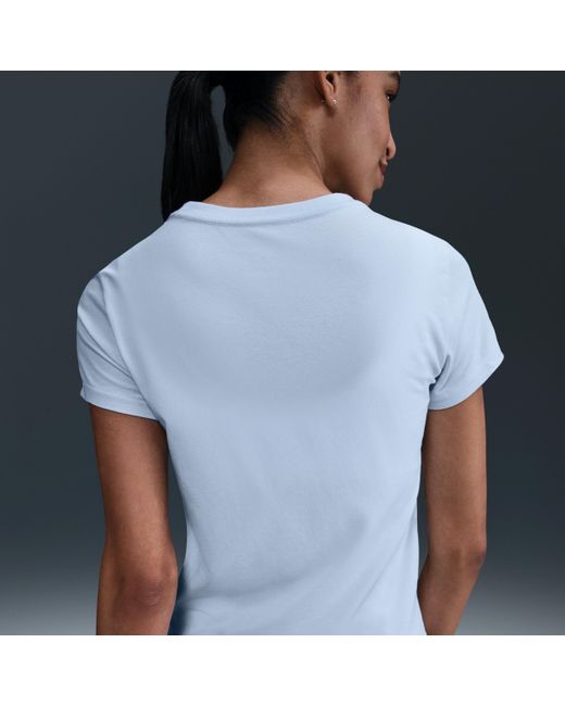 Nike Sportswear Chill Knit Slim Cropped T-Shirt in Blue | Lyst