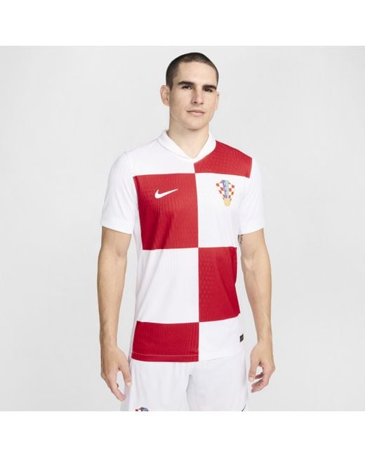 Nike Red Croatia 2024/25 Match Home Dri-fit Adv Football Authentic Short-sleeve Shirt Polyester for men