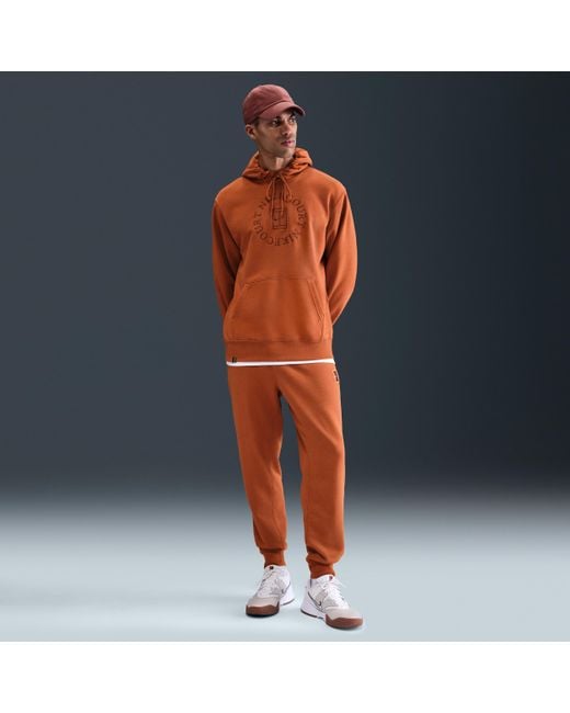 Nike Orange Court Heritage Dri-Fit French Terry Tennis Pullover Hoodie for men