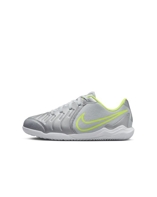 Nike Gray Jr. Tiempo Legend 10 Academy Younger/Older Kids' Indoor Court Low-Top Football Shoes