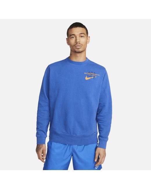 Nike Sportswear Club Fleece French Terry Sweatshirt in Blue for Men | Lyst