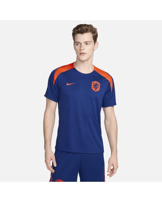 Nike Blue Netherlands Strike Dri-fit Football Short-sleeve Knit Top Recycled Polyester for men