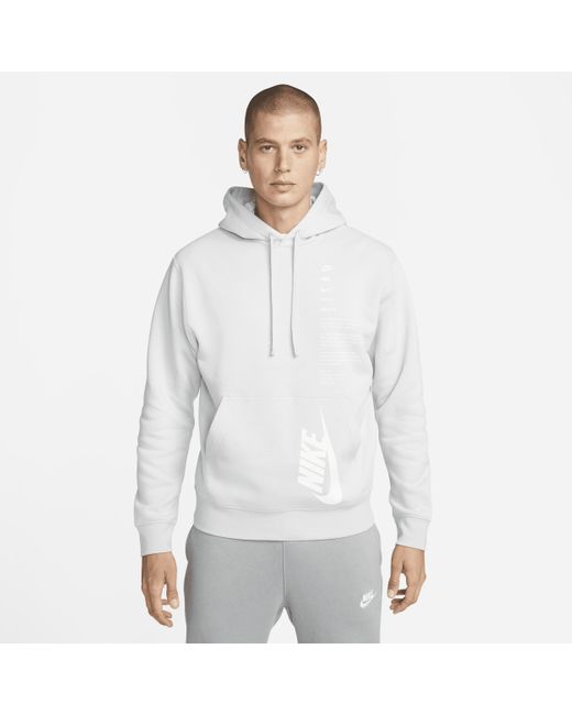 Nike Club Fleece+ Pullover Hoodie In Grey, in White for Men | Lyst