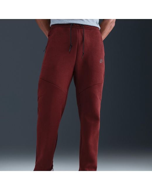 Nike Red Tech Open-Hem Fleece Pants for men