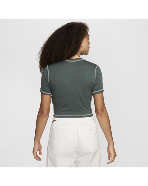 Nike Green Sportswear Chill Knit Slim Cropped T-shirt