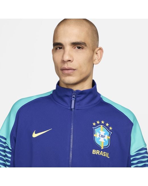 Nike Blue Brazil Strike Dri-fit Soccer Jacket for men