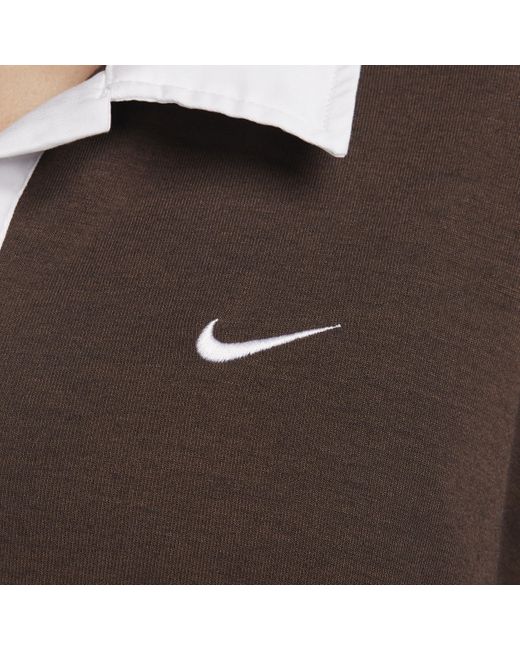 Nike Brown Sportswear Essential Oversized Long-sleeve Polo