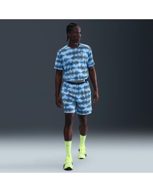 Nike Miler Hardlooptop Met Korte Mouwen Voor in het Blue voor heren