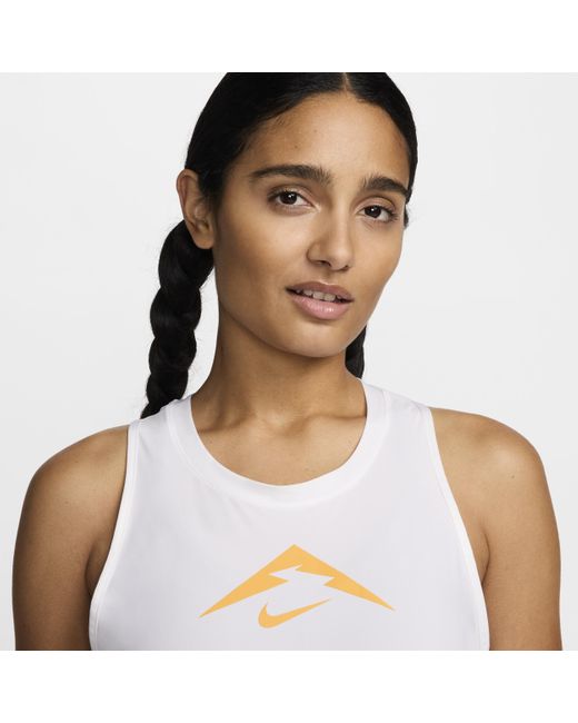 Nike White Trail Dri-fit Graphic Running Tank Top Polyester