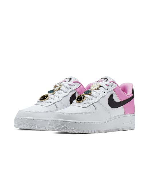 Nike Pink And Black Basketball Badge Air Force 1 '07 Trainers in White |  Lyst UK