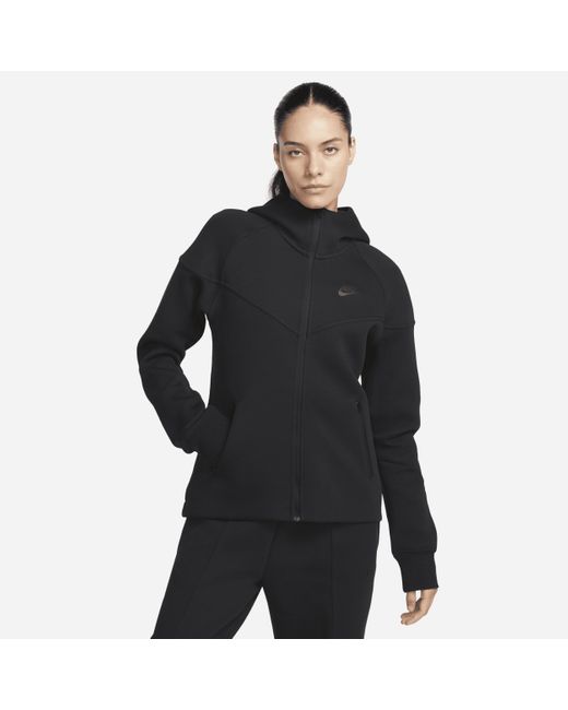 Felpa con cappuccio e zip a tutta lunghezza sportswear tech fleece windrunner di Nike in Black