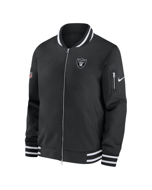 Nike Black Coach (nfl Las Vegas Raiders) Full-zip Bomber Jacket Polyester for men