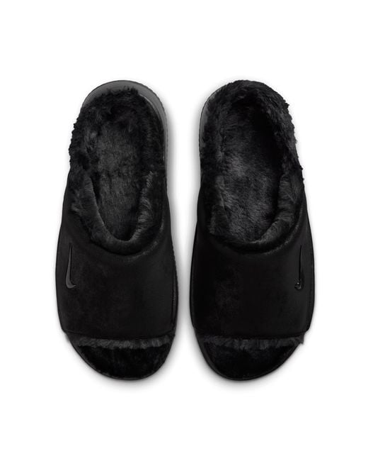 Nike Black Calm Elevation Fur Slides