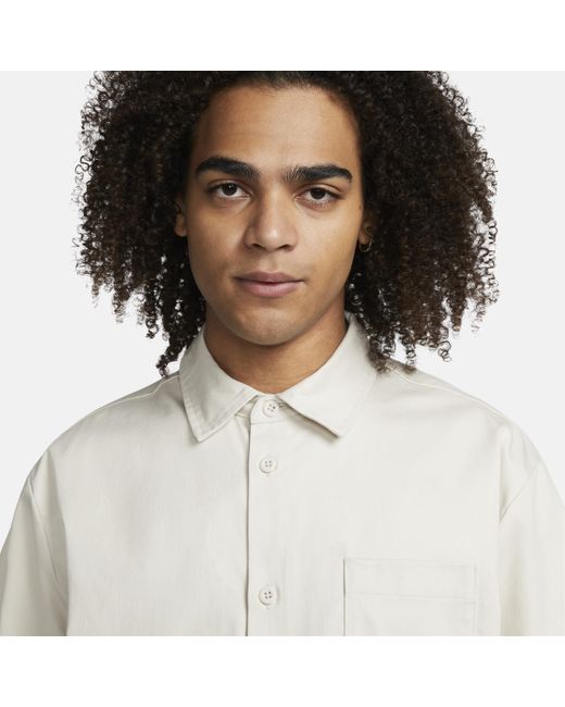 Nike Club Button-down Short-sleeve Top in White for Men | Lyst UK
