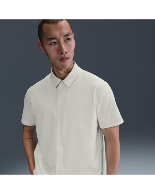 Nike Blue 24.7 Perfectstretch Dri-Fit Short-Sleeve Button-Down Top for men