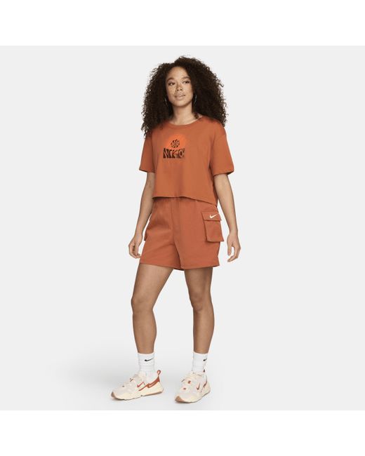 Nike Brown Sportswear Essential Woven High-waisted Shorts