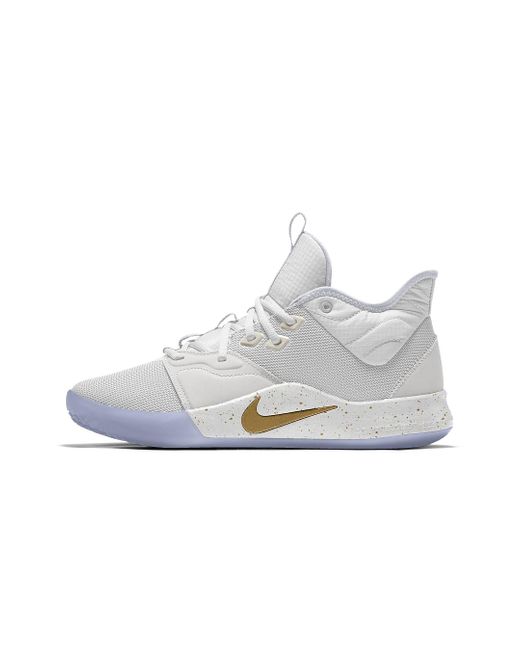 Nike White Pg 3 By You Custom Basketball Shoe