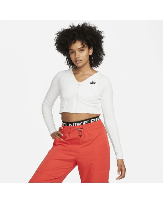 Nike Sportswear Ribbed Long-sleeve Top in Red | Lyst UK