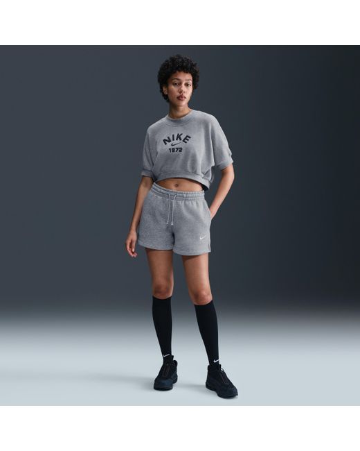 Nike Blue Sportswear Phoenix Fleece Mid-Rise 4" Shorts