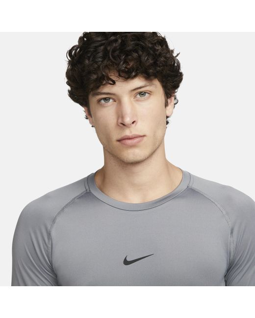 Nike Gray Pro Dri-fit Tight Long-sleeve Fitness Top for men