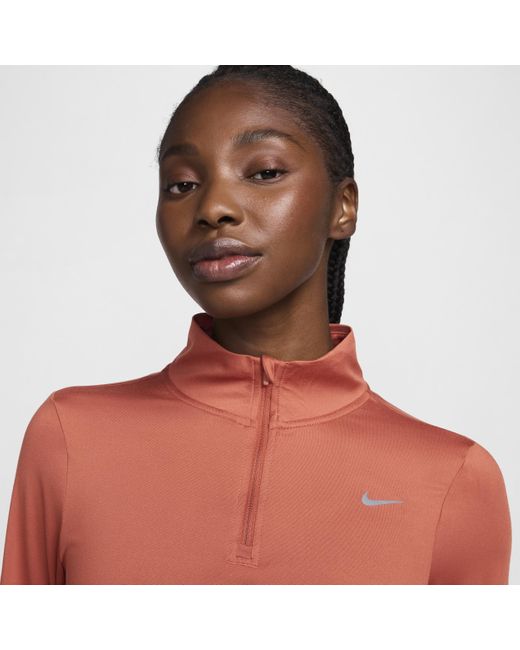 Nike Red Swift Uv Protection 1/4-zip Running Top Polyester